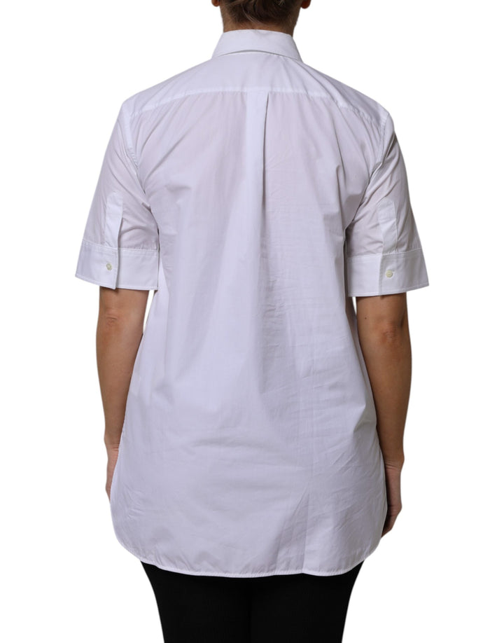 Dolce &amp; Gabbana Polos - Women’s White Cotton Short Sleeves Collared Polo Top