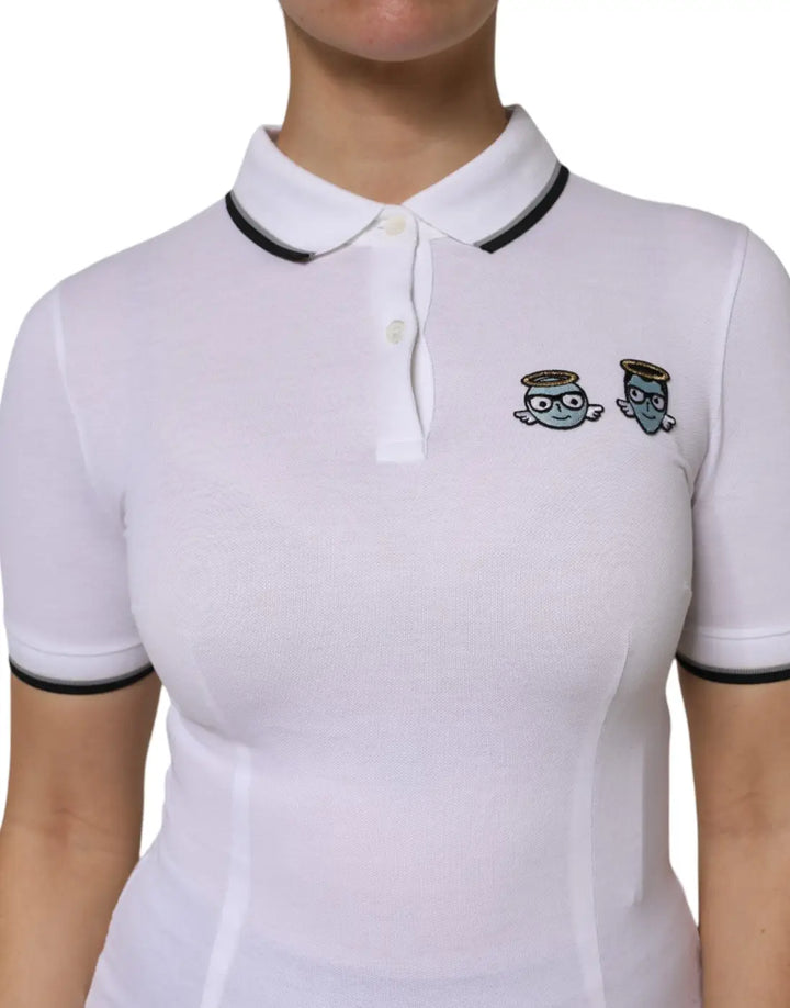 Dolce &amp; Gabbana White Cotton Short Sleeves Collared Polo Top