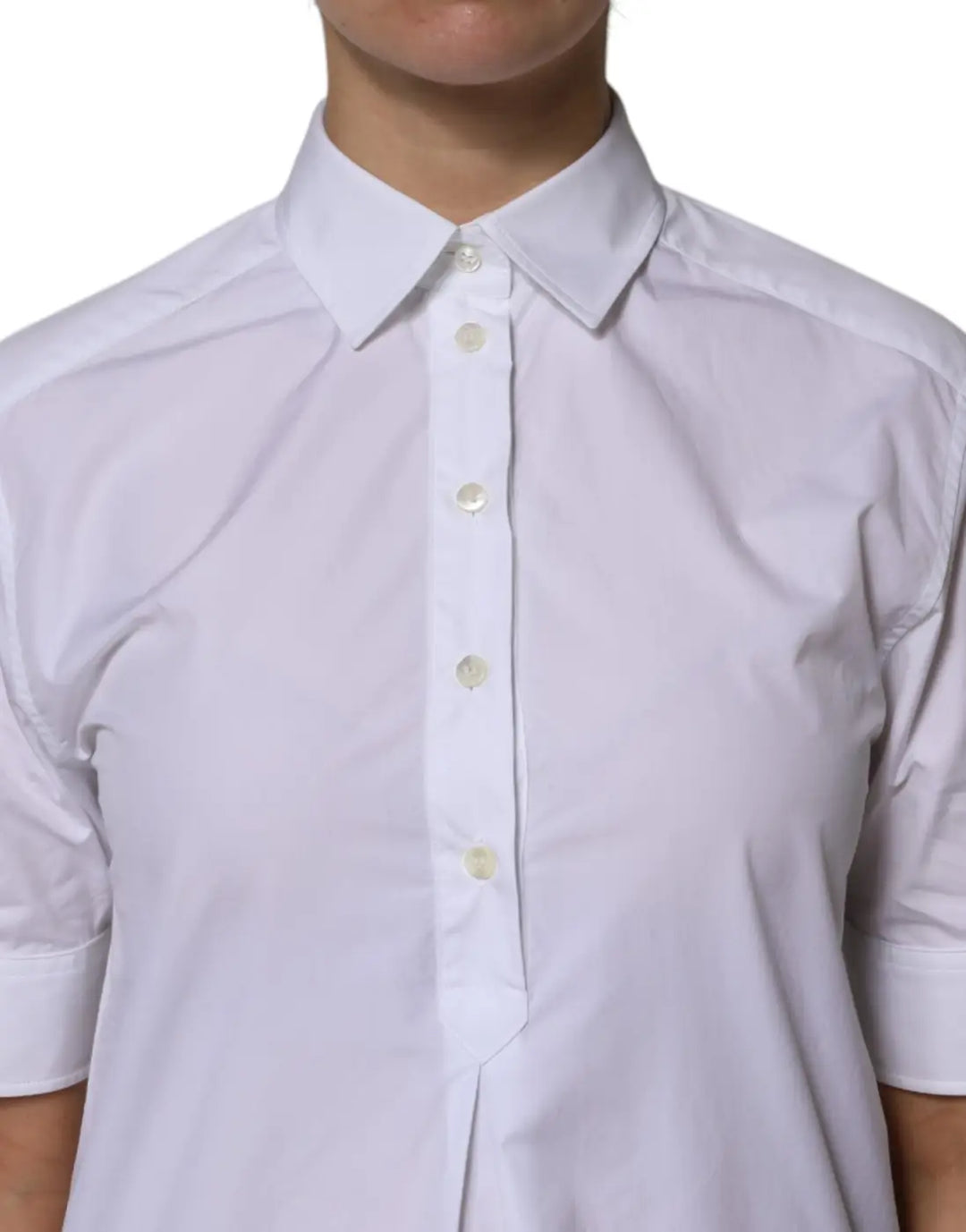 Dolce &amp; Gabbana White Cotton Short Sleeves Collared Polo Top