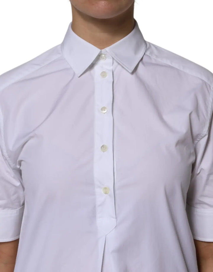 Dolce &amp; Gabbana White Cotton Short Sleeves Collared Polo Top