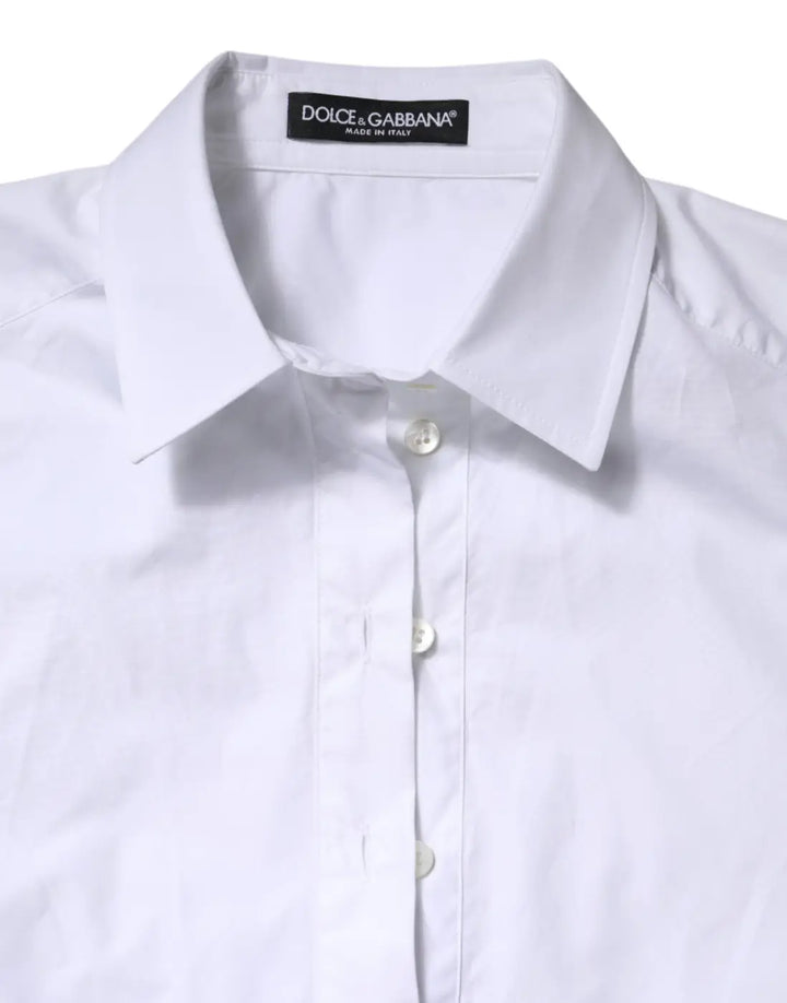 Dolce &amp; Gabbana White Cotton Short Sleeves Collared Polo Top