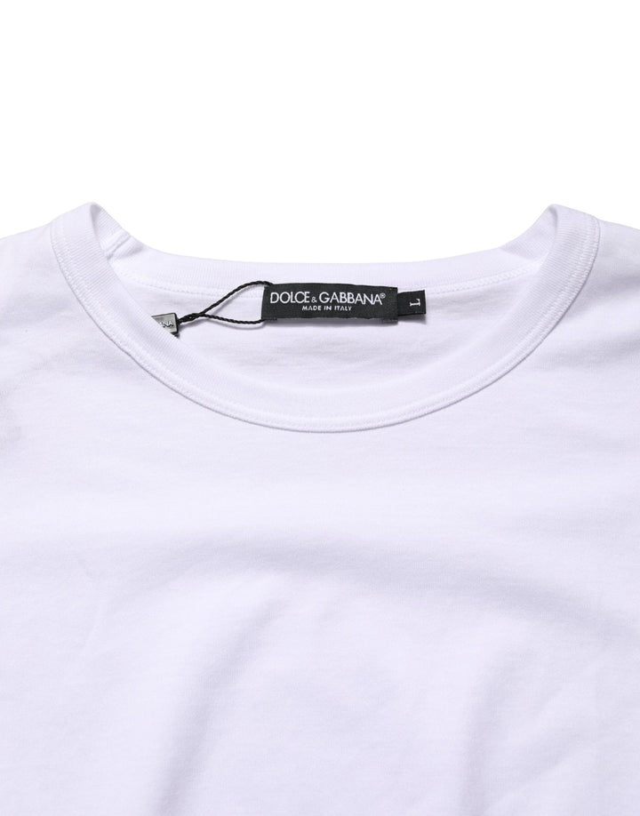 Dolce &amp; Gabbana White Cotton Short Sleeves Crew Neck T-shirt