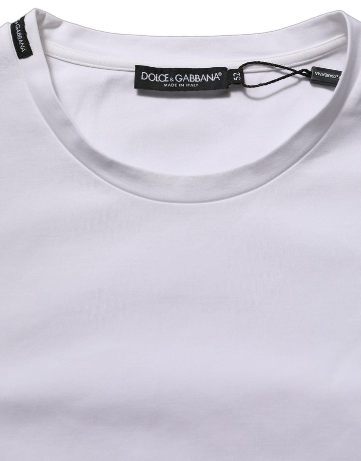 Dolce &amp; Gabbana White Cotton Short Sleeves Crew Neck T-shirt