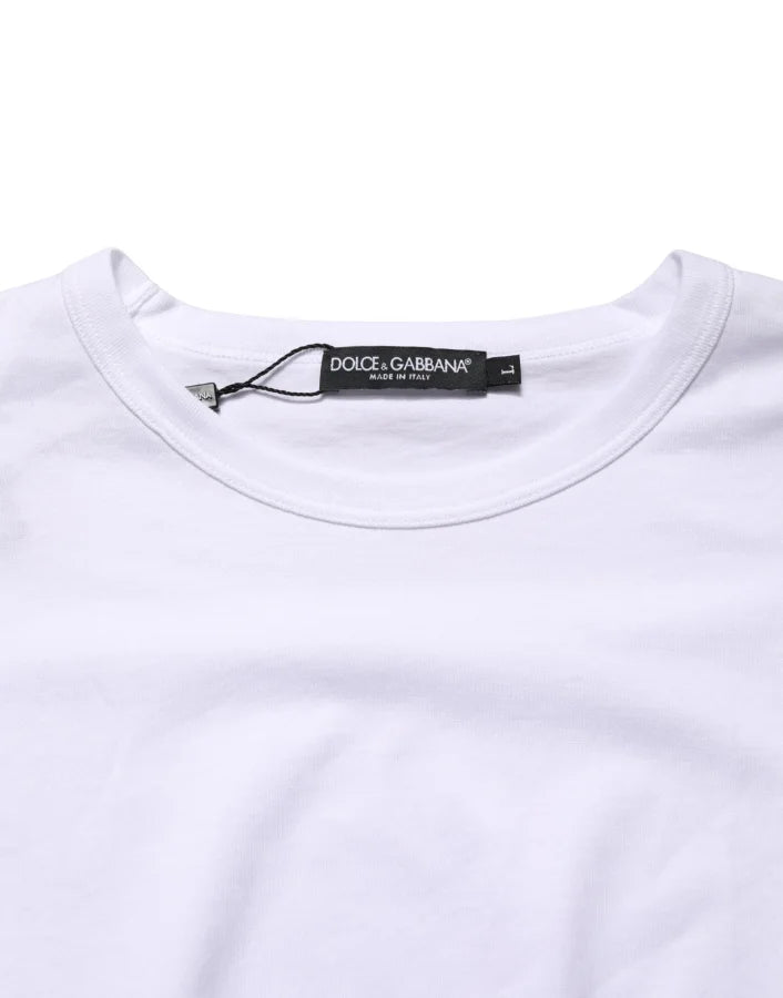 Dolce &amp; Gabbana White Cotton Short Sleeves Crew Neck T-shirt