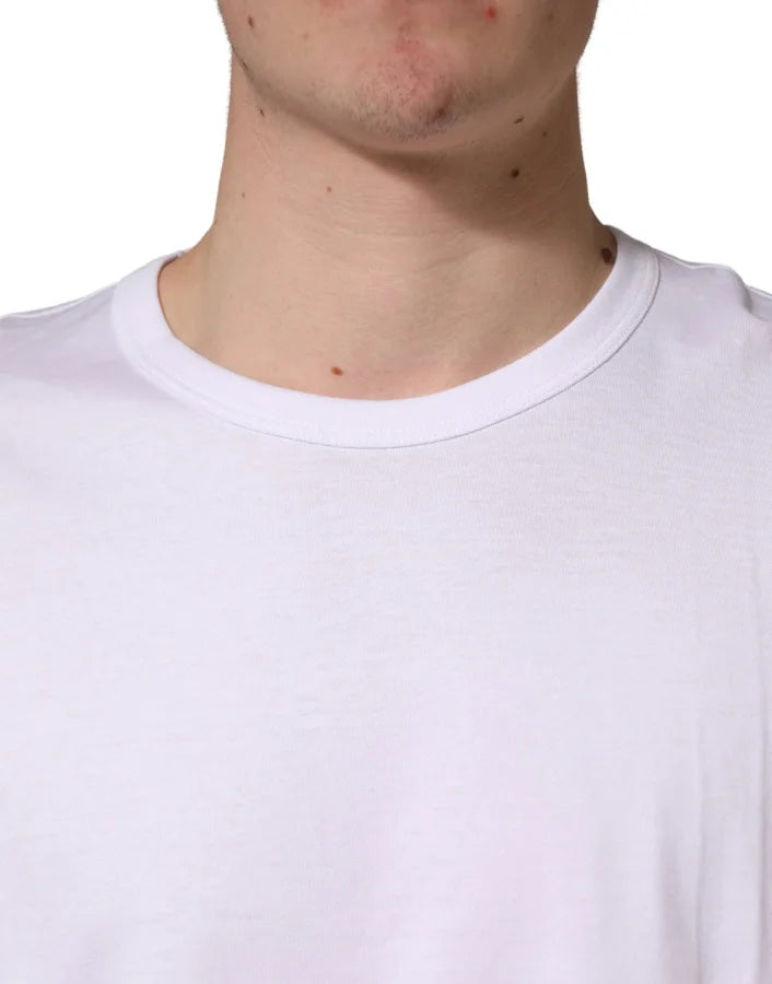 Dolce &amp; Gabbana White Cotton Short Sleeves Crew Neck T-shirt