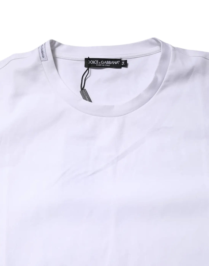 Dolce &amp; Gabbana White Cotton Short Sleeves Crew Neck T-shirt