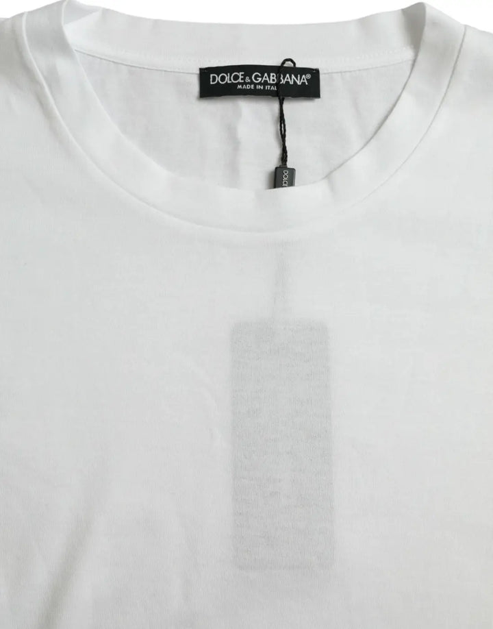 Dolce &amp; Gabbana White Cotton Short Sleeves Crewneck T-shirt