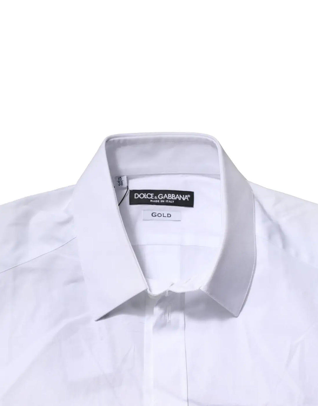 Dolce &amp; Gabbana White Cotton Short Sleeves GOLD Casual Shirt