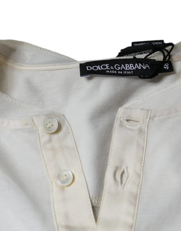 Dolce &amp; Gabbana Off White Cotton Short Sleeves T-shirt