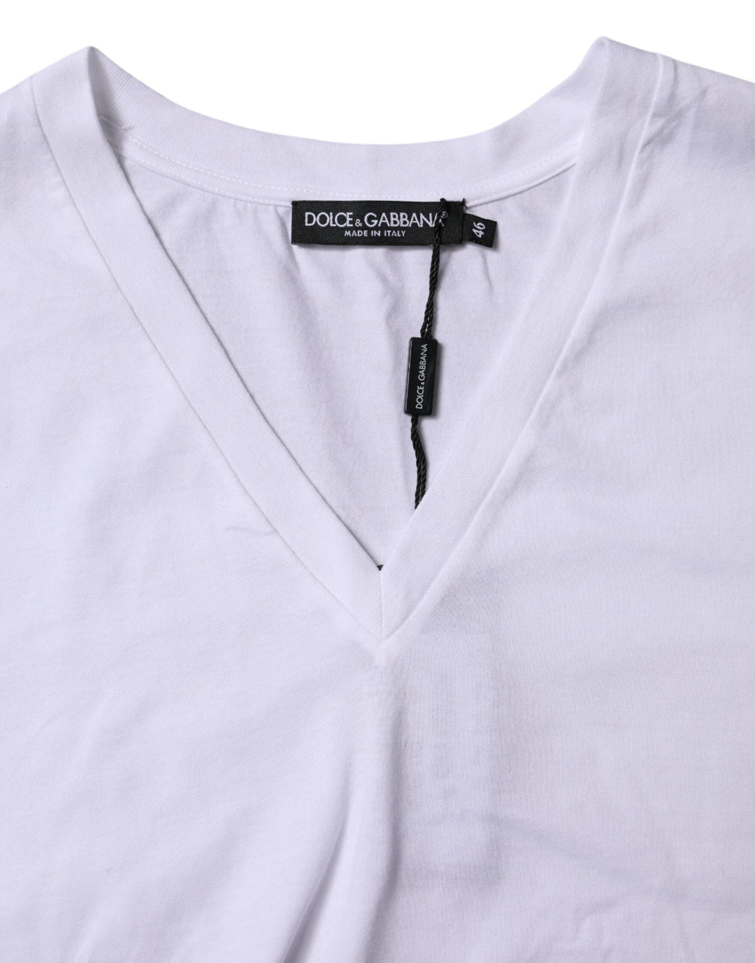Dolce &amp; Gabbana - White Cotton Short Sleeves V-neck T-shirt