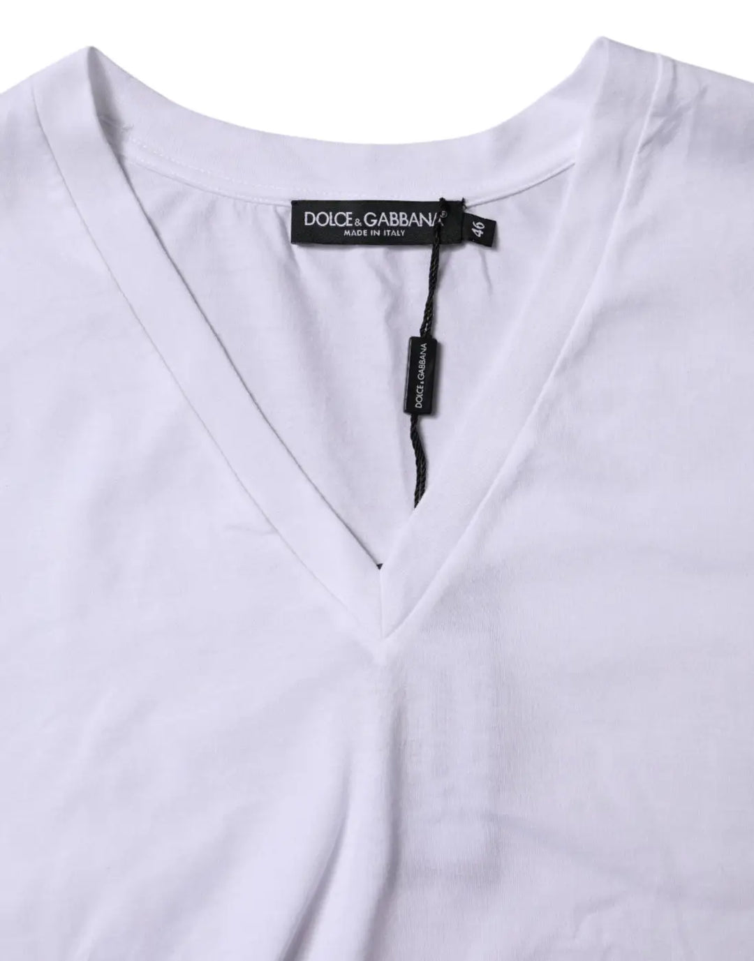 Dolce &amp; Gabbana White Cotton Short Sleeves V-neck T-shirt