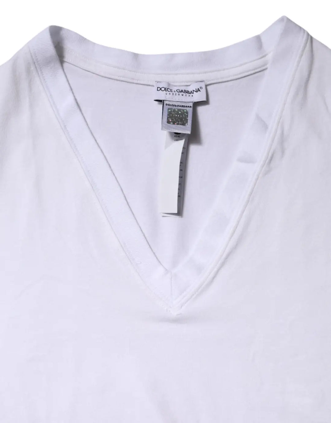 Dolce &amp; Gabbana White Cotton Short Sleeves V-Neck Top T-shirt
