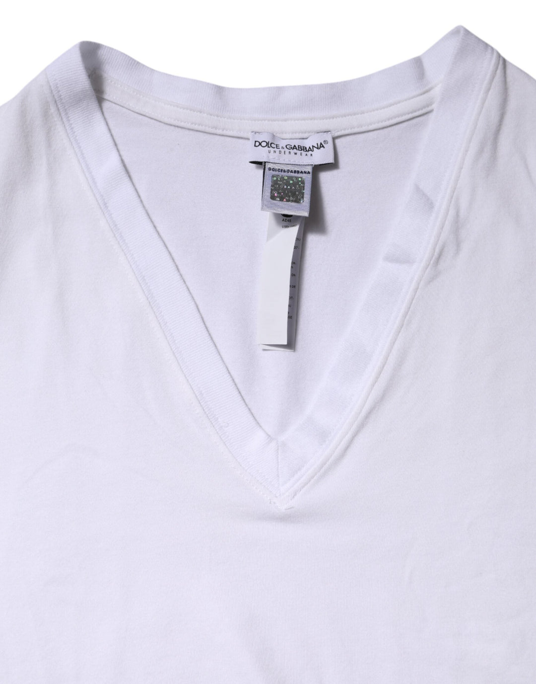 Dolce &amp; Gabbana - White Cotton Short Sleeves V-Neck Top T-shirt