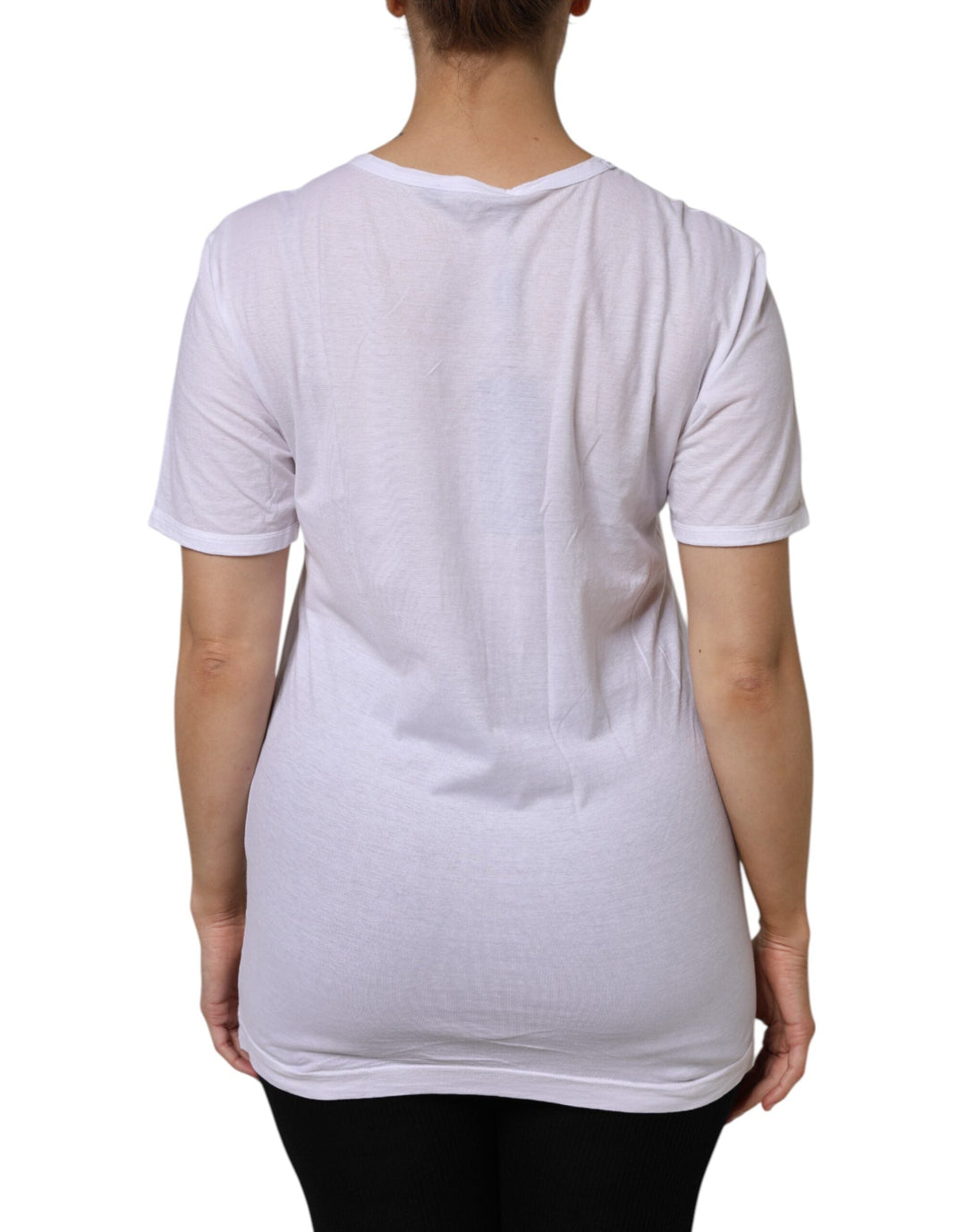 Dolce &amp; Gabbana - White Cotton Short Sleeves V-Neck Top T-shirt