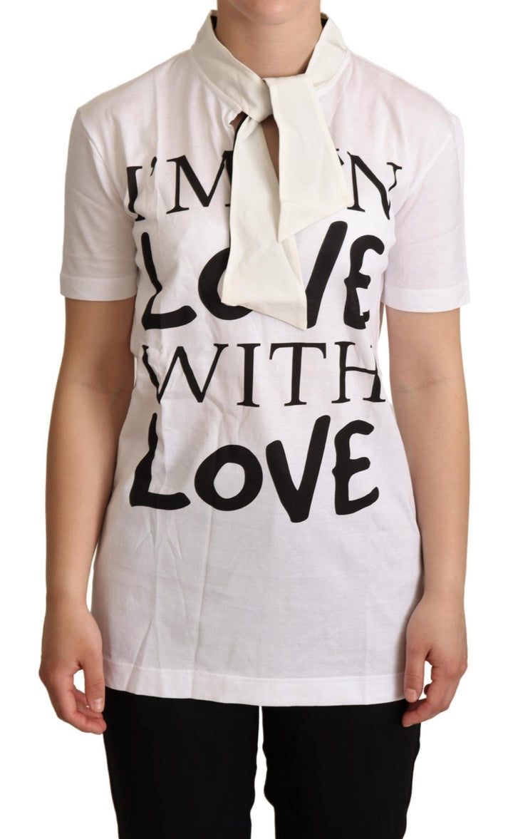 Dolce &amp; Gabbana - White Cotton Silk I’m In Love Top T-shirt