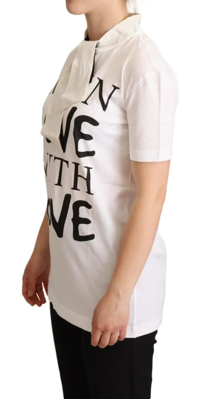 Dolce &amp; Gabbana White Cotton Silk I’m In Love Top T-shirt