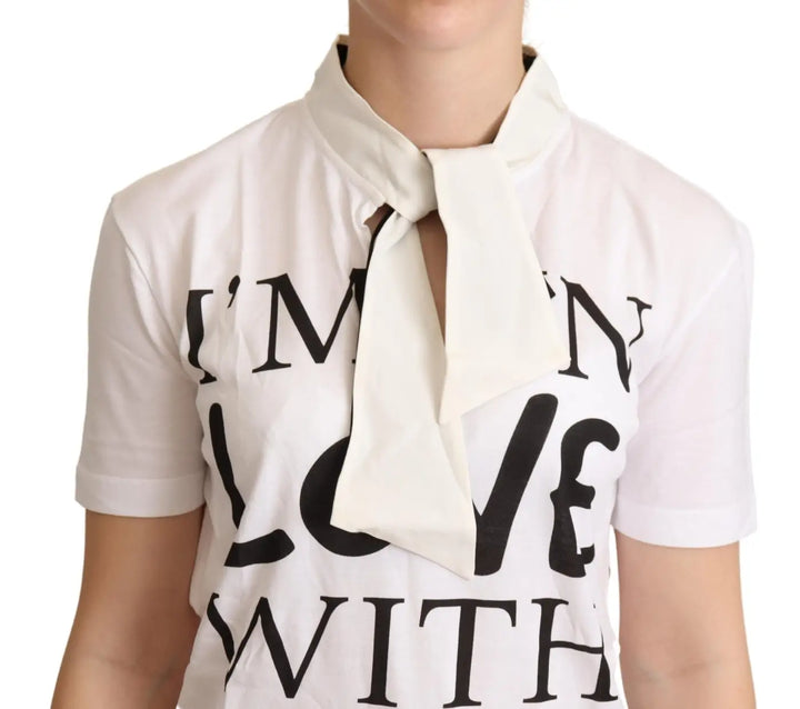 Dolce &amp; Gabbana White Cotton Silk I’m In Love Top T-shirt