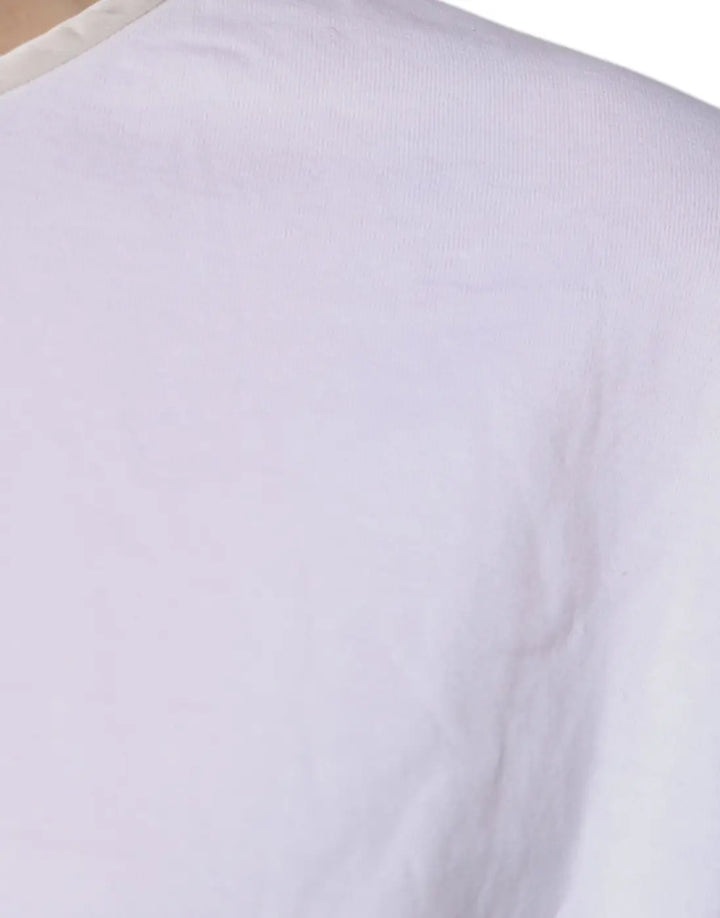 Dolce &amp; Gabbana White Cotton Silk Round Neck Wrap Blouse Top