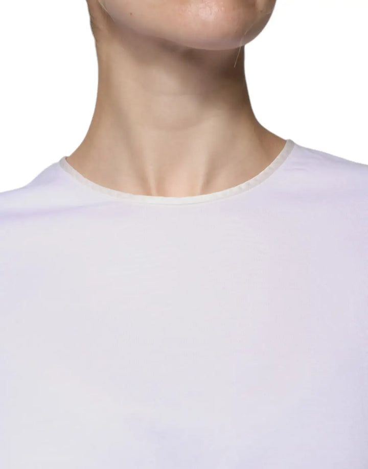 Dolce &amp; Gabbana White Cotton Silk Round Neck Wrap Blouse Top