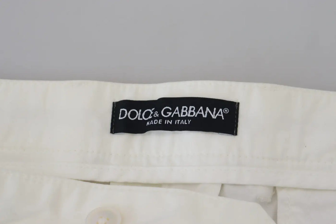 Dolce &amp; Gabbana White Cotton Skinny Chino Pants