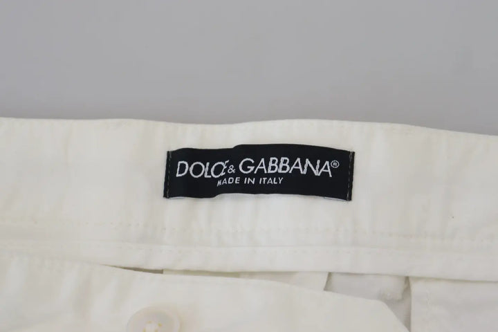 Dolce &amp; Gabbana White Cotton Skinny Chino Pants