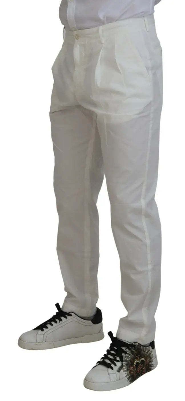 Dolce &amp; Gabbana White Cotton Skinny Chino Pants