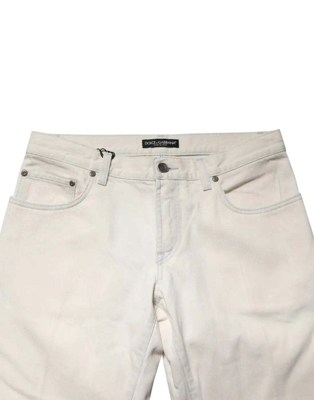 Dolce &amp; Gabbana White Cotton Skinny Denim Trouser Men Jeans