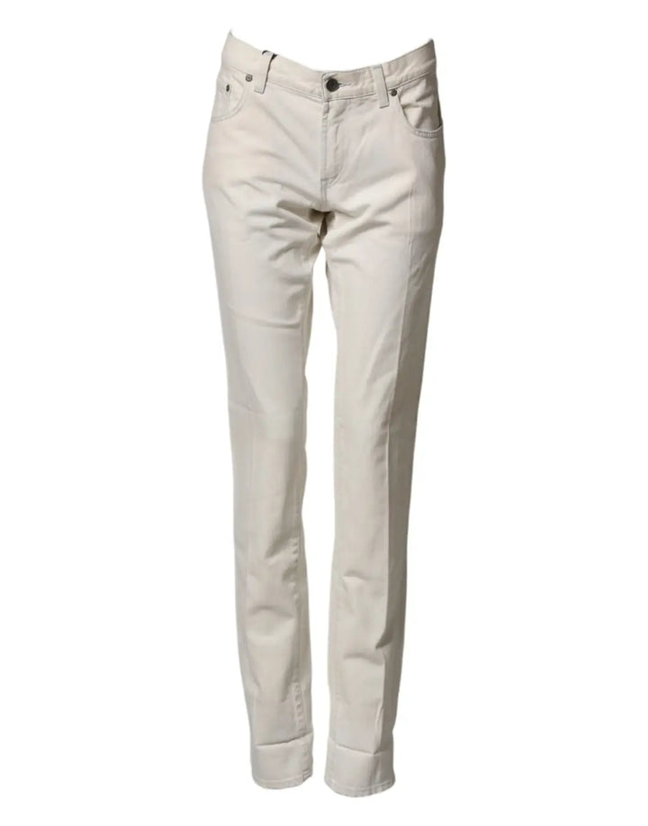 Dolce &amp; Gabbana White Cotton Skinny Denim Trouser Men Jeans