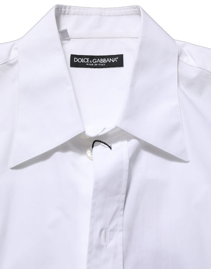Dolce &amp; Gabbana White Cotton Sleeveless Formal Dress Shirt