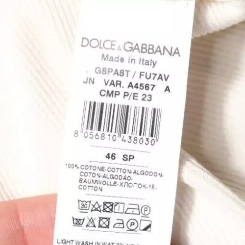 Dolce &amp; Gabbana off White Cotton Sleeveless Round Neck Tank T-shirt