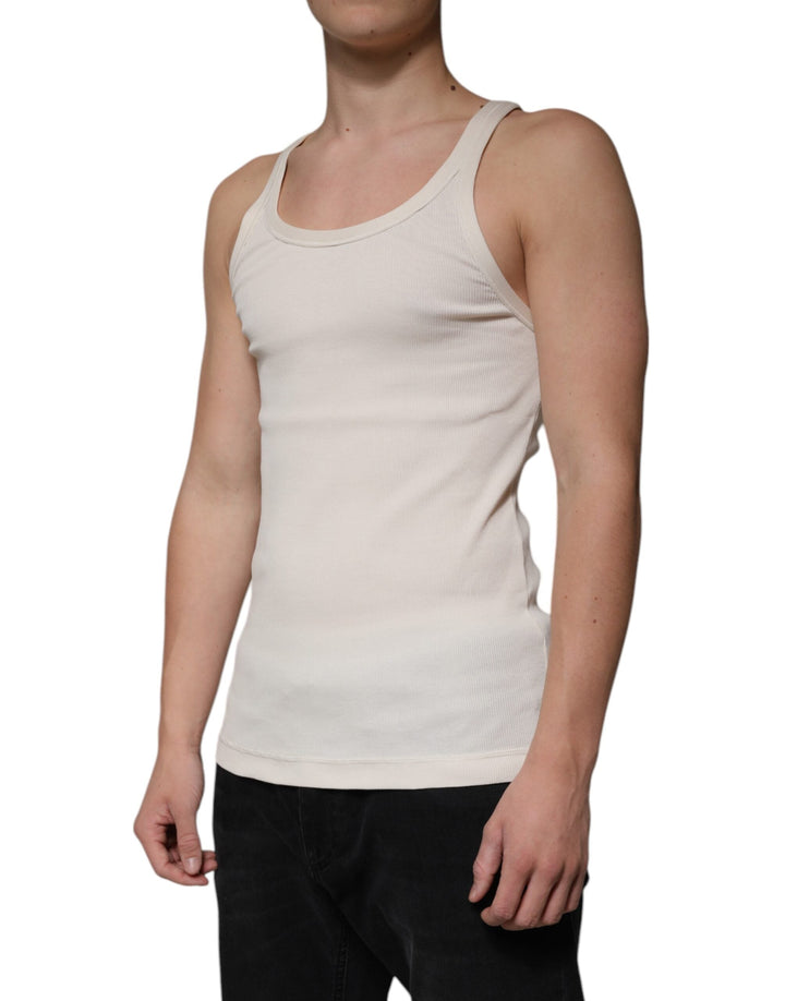 Dolce &amp; Gabbana off White Cotton Sleeveless Round Neck Tank T-shirt