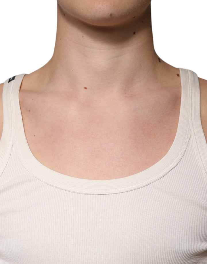 Dolce &amp; Gabbana off White Cotton Sleeveless Round Neck Tank T-shirt