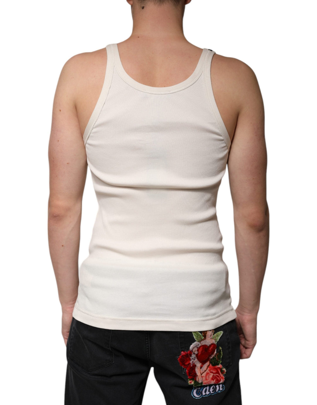 Dolce &amp; Gabbana off White Cotton Sleeveless Round Neck Tank T-shirt