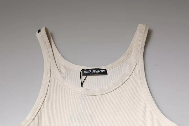 Dolce &amp; Gabbana off White Cotton Sleeveless Round Neck Tank T-shirt