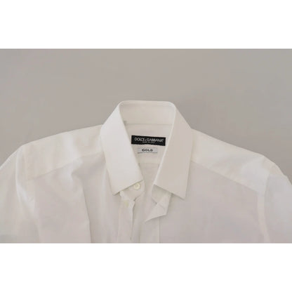 Dolce & Gabbana White Cotton Slim Fit Dress Shirt for Men