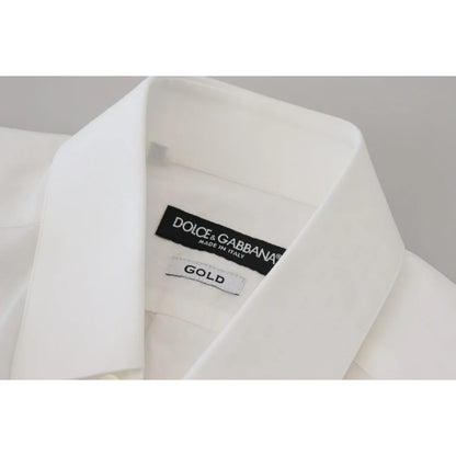 Dolce & Gabbana White Cotton Slim Fit Dress Shirt for Men