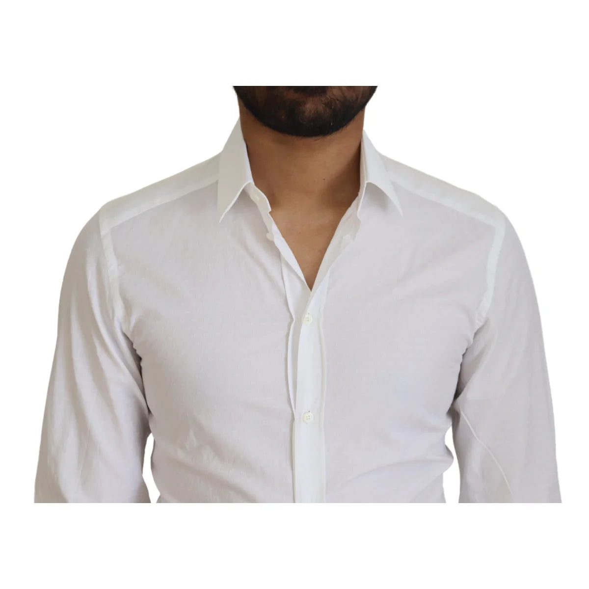 Dolce & Gabbana White Cotton Slim Fit Dress Shirt for Men
