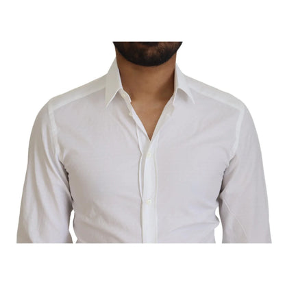 Dolce & Gabbana White Cotton Slim Fit Dress Shirt for Men
