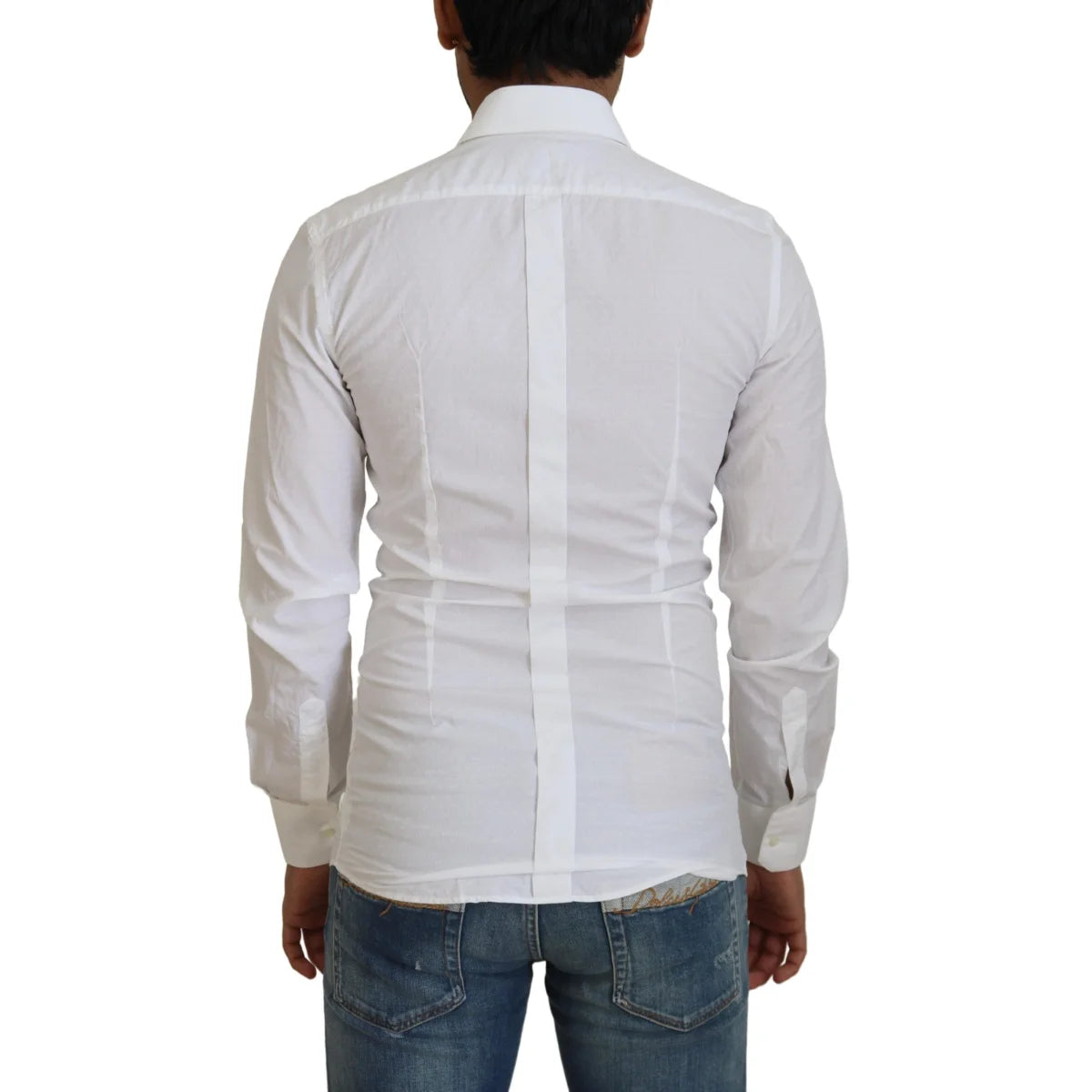Dolce & Gabbana White Cotton Slim Fit Dress Shirt for Men