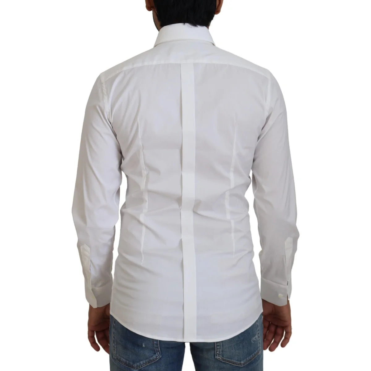 Dolce and Gabbana White Cotton Slim Fit Dress Shirt for Men &