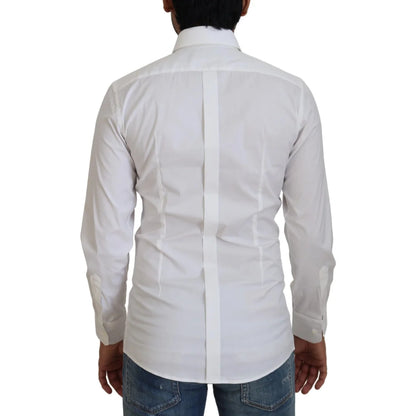 Dolce and Gabbana White Cotton Slim Fit Dress Shirt for Men &