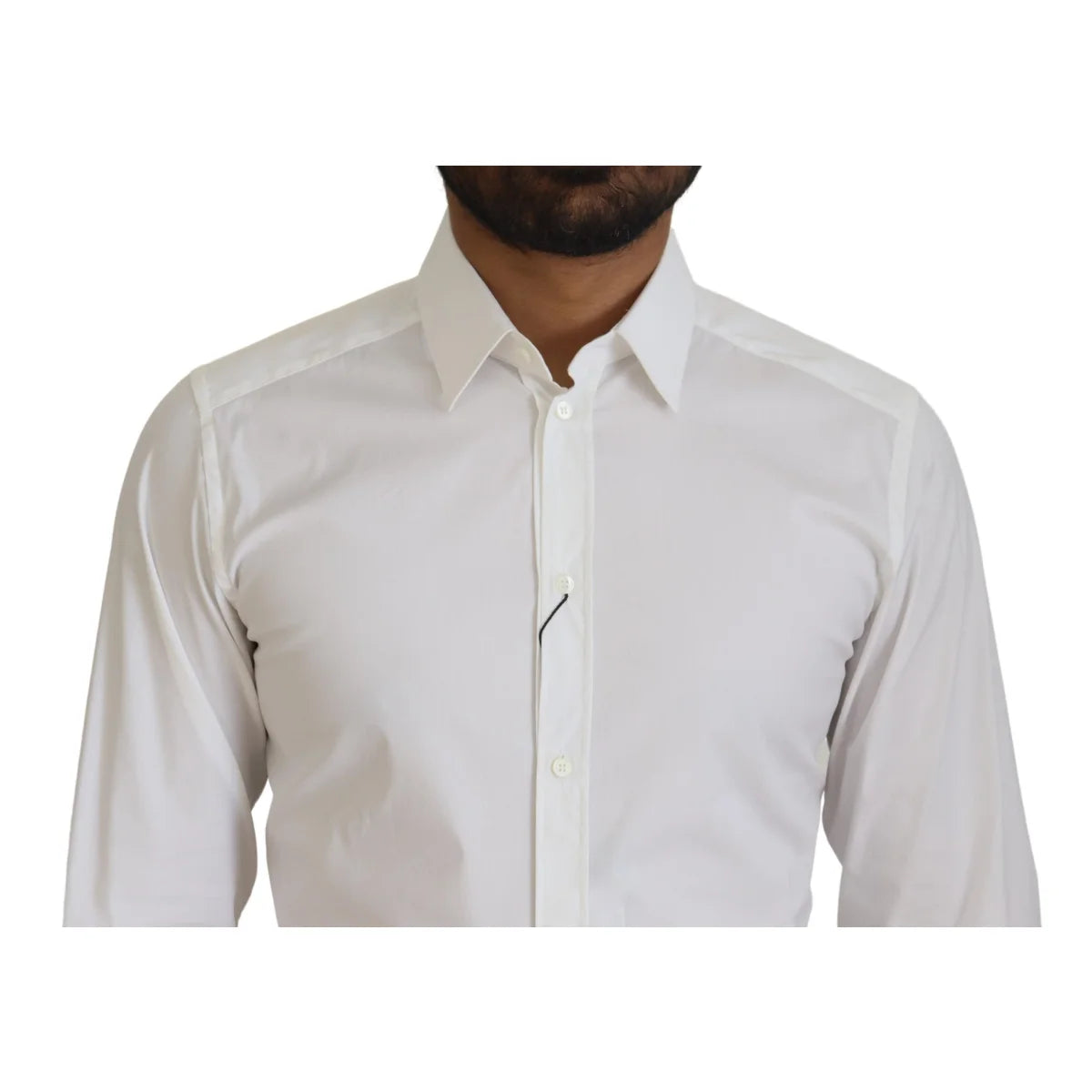 Dolce and Gabbana White Cotton Slim Fit Dress Shirt for Men &