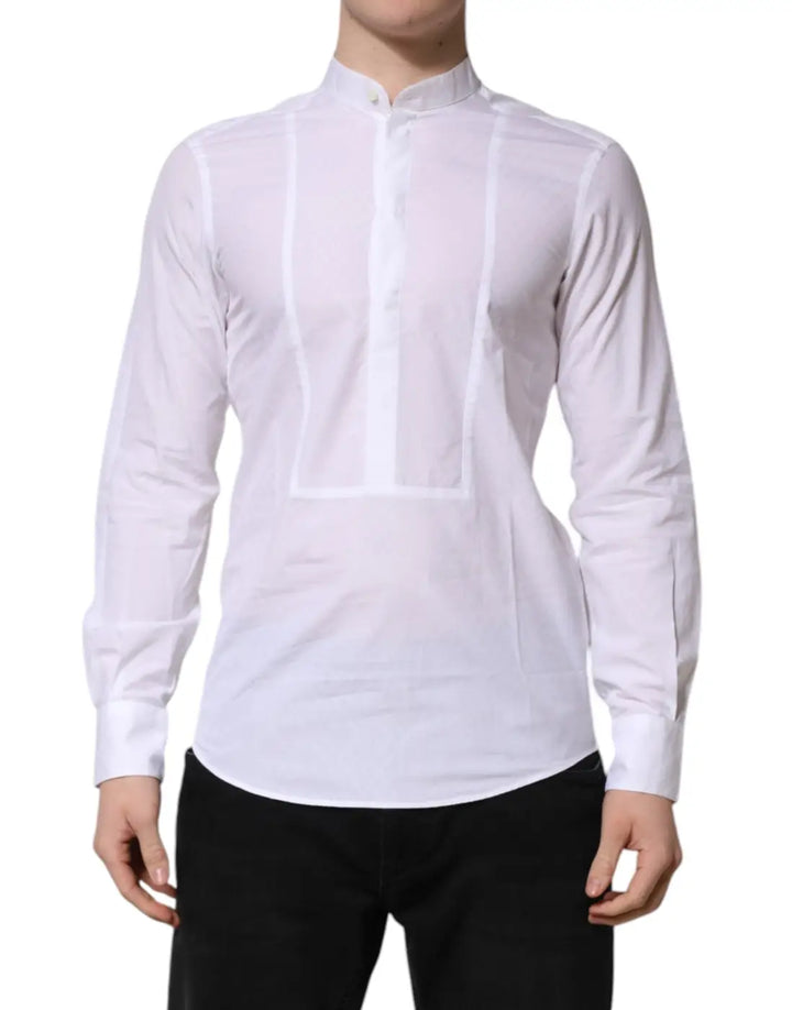 Dolce &amp; Gabbana White Cotton Slim Long Sleeves Formal Shirt