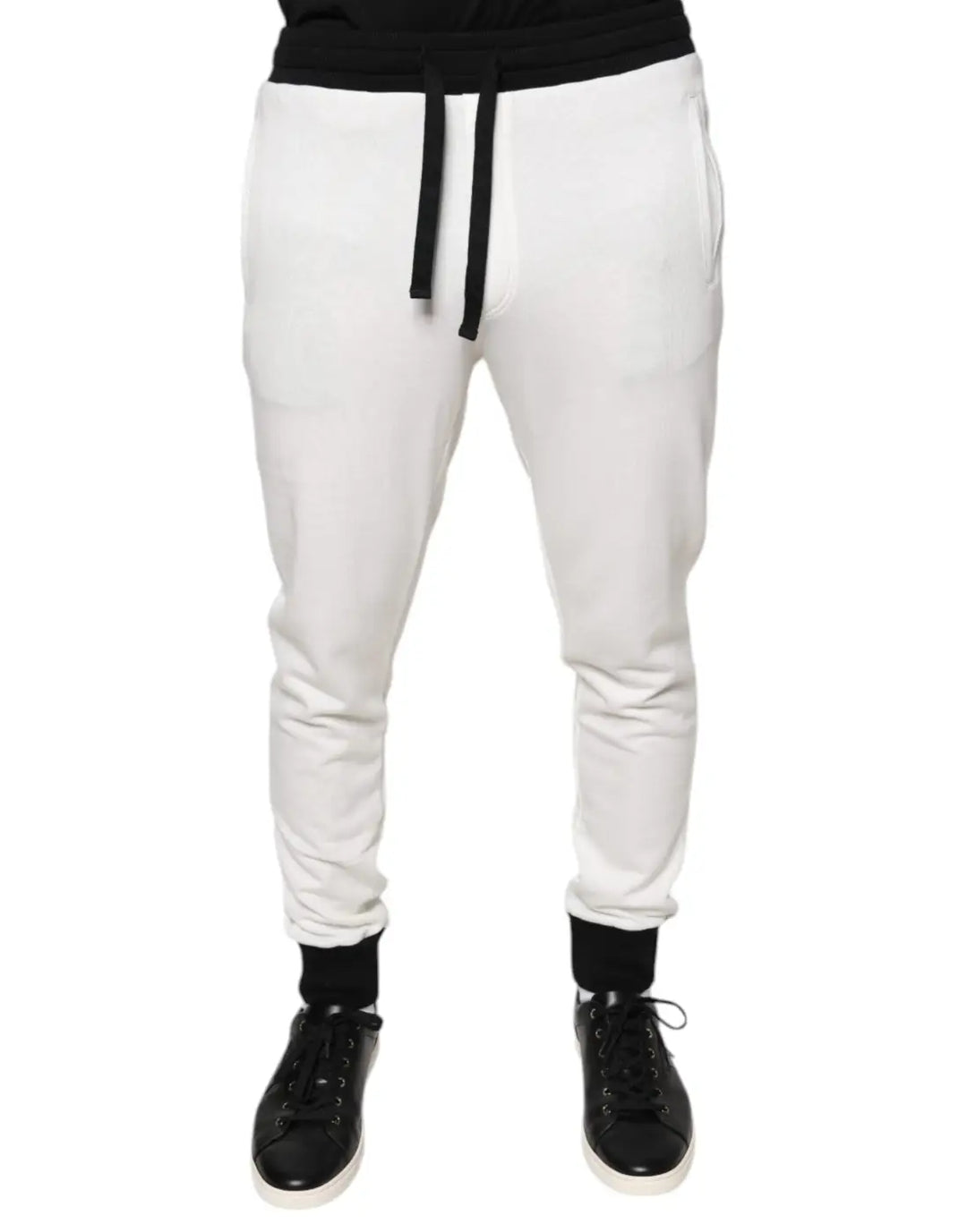 Dolce &amp; Gabbana White Cotton Slim Men Jogger Sweatpants Pants