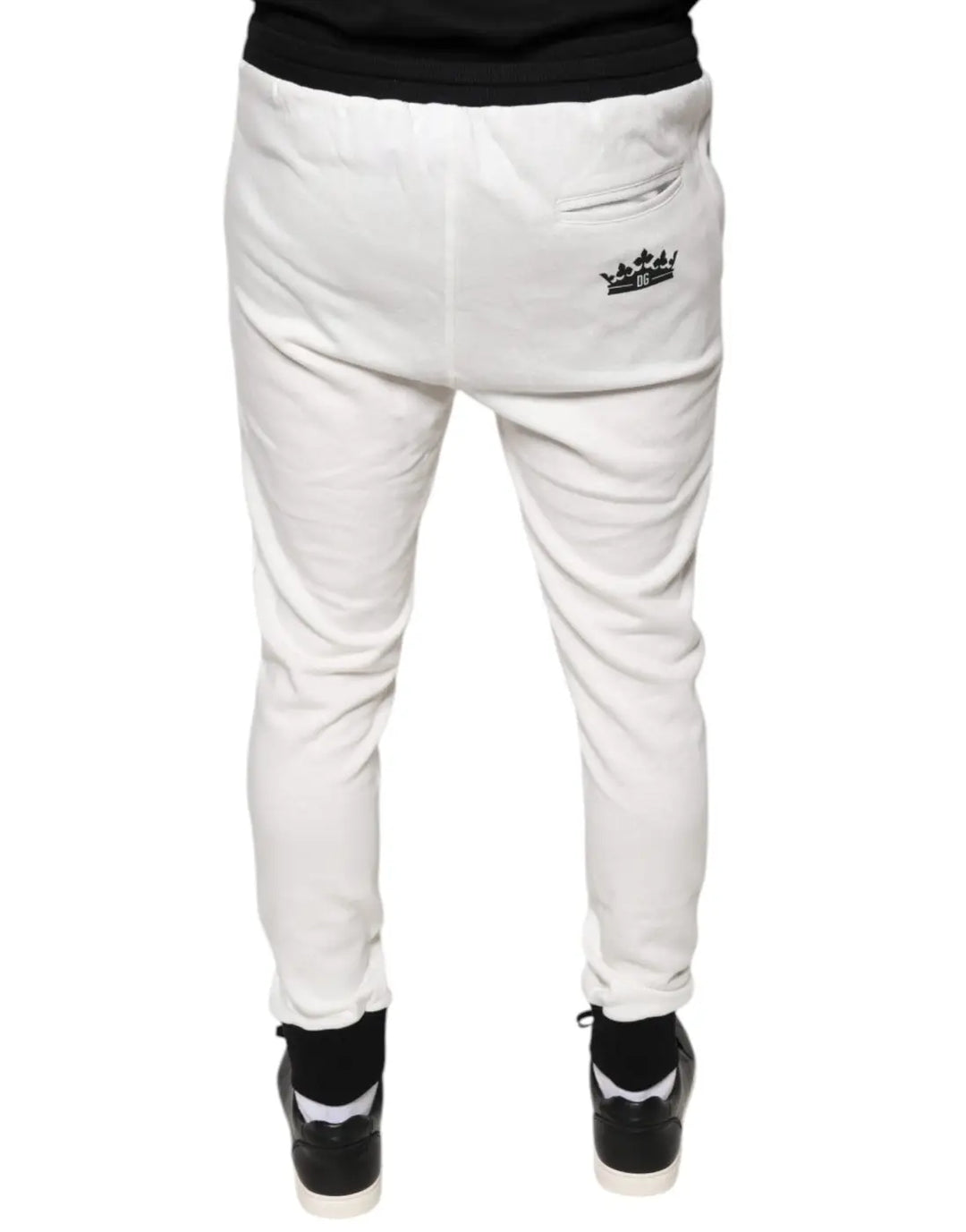 Dolce &amp; Gabbana White Cotton Slim Men Jogger Sweatpants Pants