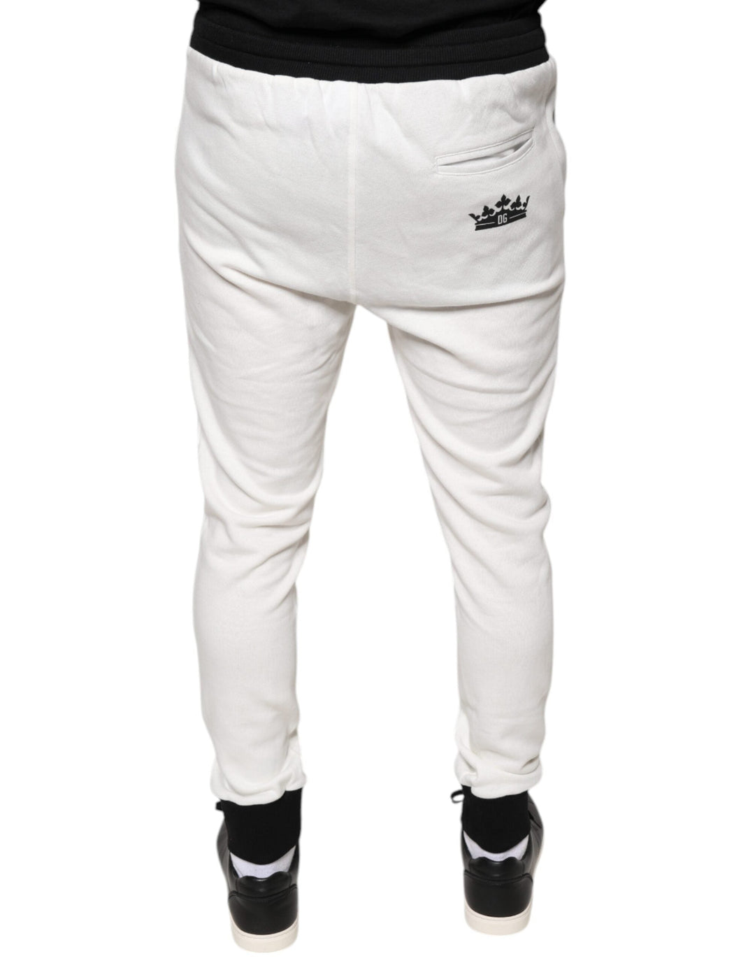 Dolce &amp; Gabbana White Cotton Slim Men Jogger Sweatpants Pants