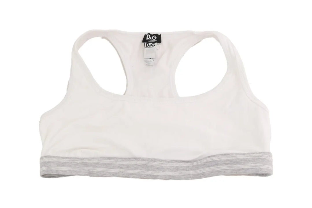 Dolce &amp; Gabbana White Cotton Sport Stretch Bra Underwear