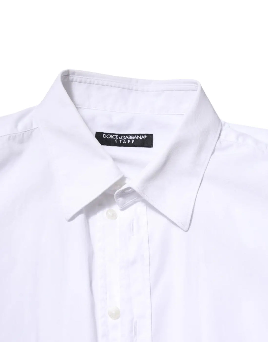 Dolce &amp; Gabbana White Cotton STAFF Long Sleeves Forma Shirt