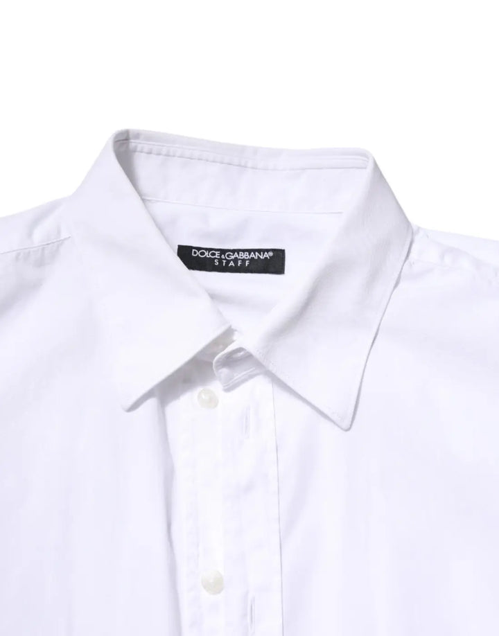 Dolce &amp; Gabbana White Cotton STAFF Long Sleeves Forma Shirt