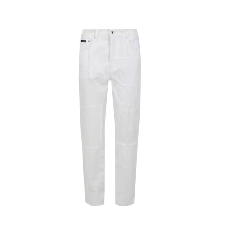 Dolce &amp; Gabbana White Cotton Straight-Leg Jeans